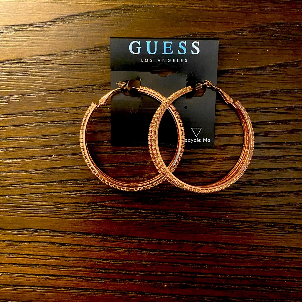NEW Guess rose gold hoop earrings